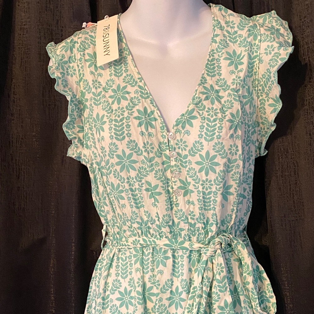 Tuckernuck Floral Midi Dress in Aqua/White